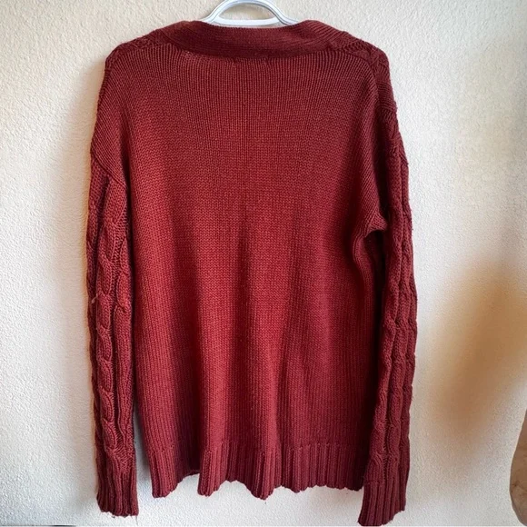 Brave Soul London Brick Orange Cable Knit Cardigan Sweater Sz: Small Cozycore - Picture 4 of 9